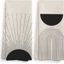Black Boho Sun Sunray Geometric Arch Semi Circle Kitchen Towels and Dishcloths Set of 2, Absorbent Drying Cloth Hand Towels Tea Towels for Bathroom Kitchen, Gifts for Women Girls, 1624 inches