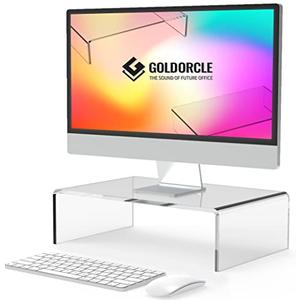 GoldOrcle Acrylic Monitor Stand Riser Clear Computer Monitor Stand for Laptop PC Printer Computer Riser Acrylic Tray