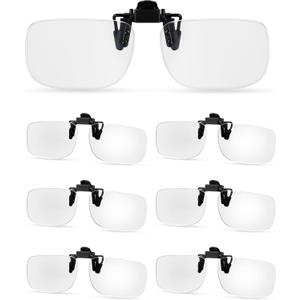 6 Pairs Clip on Reading Glasses Flip up Magnifying Clip on Lens Blue Light Blocking Non Prescription Reading Glasses (Classic Color)