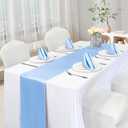 VACVELT 12 Pack Satin Table Runners - 12 x 108 Inches Long, Light Blue Table Runners for Wedding, Birthday Party, Banquet, Graduation, Engagements