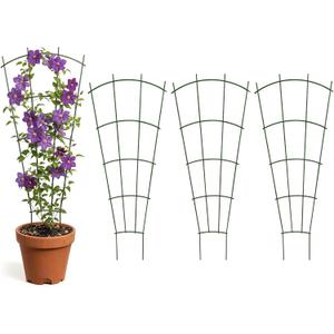 Thealyn 4 Pack 24" Metal Plant Trellis for Pots & Garden Beds, Rustproof Support for Indoor Outdoor Climbing Plants, Vines, Flowers, Fan Shaped, Green