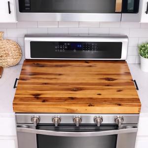 Stove Top Covers for Electric Stove with Handles- Acacia Wood Noodle Board for Gas Stovetop - Stove Top Covers for Gas Burners - Wooden Kitchen Sink Cover (Acacia, 30"L x 22"W x 2.49"H)