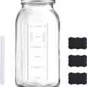 64 OZ Wide Mouth Mason Jar with Lid, Clear Heavy Duty Glass Airtight Storage Canning Jar and Band Half Gallon / 2 Quart Fermenting, Pickling, Storing, Pack of 1