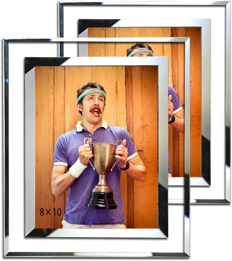 SIMON'S SHOP 8x10 Picture Frame, Glass Picture Frames 8x10 for Wall and Tabletop, 2-Pack Photo Frame Vertical or Horizontal Display, Modern Home Office Dcor