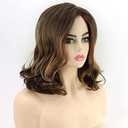 Short Brown Curly Wig Mixed Brown Highlight Wavy Wigs for Women Synthetic Hair Natural Looking Wig