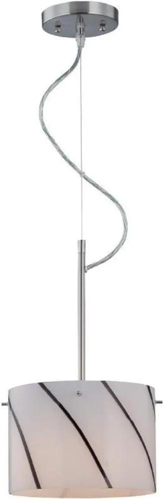 Lite Source Inc Lite Source LS-19340 Kevina Pendant Lamp with Striped Glass Shade, Polished Steel