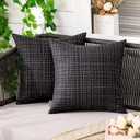 MIULEE Outdoor Waterproof Throw Pillow Covers Decorative Farmhouse Water Resistant Cushion Covers for Tent Patio Garden Couch Sofa Pack of 2, 16x16 Inch Black