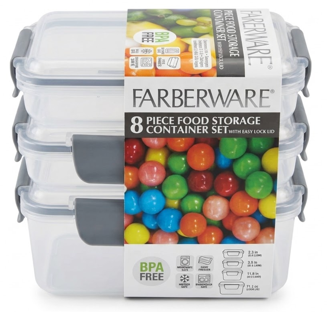 FarberWare 8 Piece Food Storage Container Set