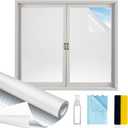 2 x Window Privacy Film with Installation Tools,Frosted Glass Window Film,Heat Blocking Static Clings Reusable Frosting Window Film for Bathroom Home Office,17.5 Inch X 6.5 Feet
