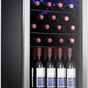 Antarctic Star 26 Bottle Wine Cooler/Drink Beverage Refigerator Small Wine Cellar for Soda Beer Counter Top Bar Wine Freestanding Clear Glass Door for Home Office or Bar 3.1cu.ft, Silver