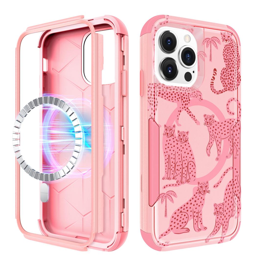 LISEVO for iPhone 15 Pro Case Compatible with MagSafe, Leopard