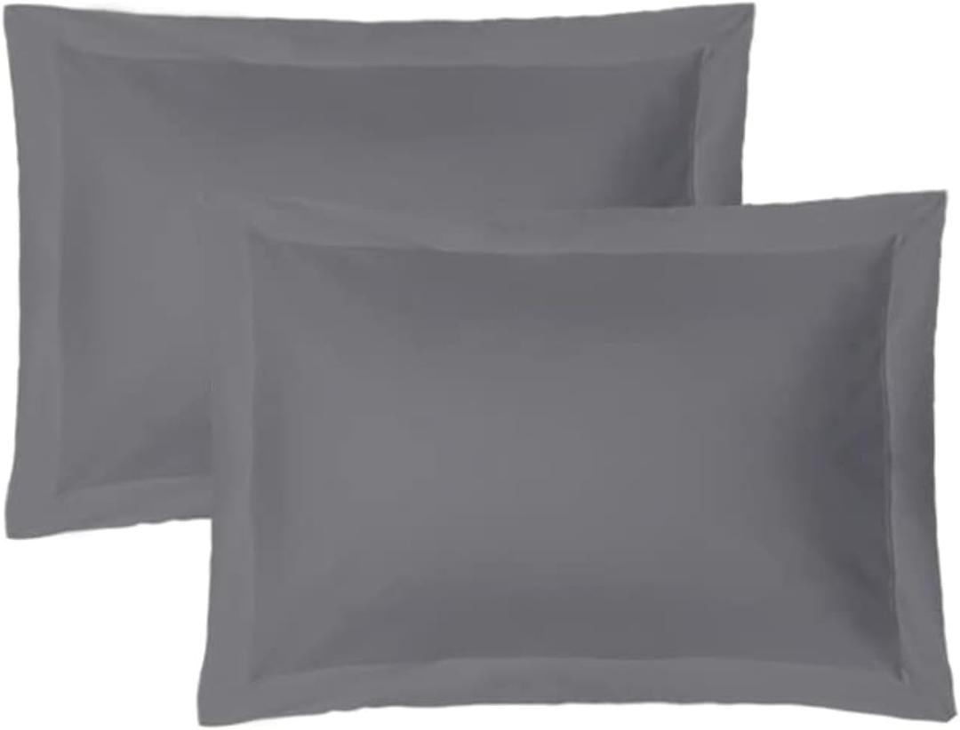 iMaylex Soft and Breathable 100% Egyptian Cotton Envelope Pillow Shams, Silk Like and Cozy Decorative Pillow Covers, Set of 2, Dark Grey, Standard