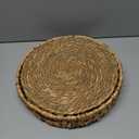 BSSN Woven Placemats Set of 6 with Water Hyacinth Storage Basket, Natural Woven Table Mats for Dining Table, Handmade Boho Wicker Place Mats, Heat-Resistant Round Farmhouse Table Decor