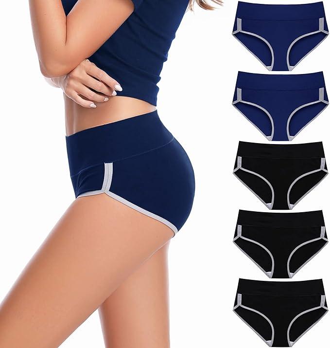 CAILECOTTON Womens Underwear Cotton Briefs for Women Plus Size Panties for Women Pack 2/5
 M
