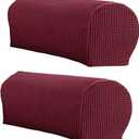 LINGXIYA Soft Stretch Plush Armrest Cover, Armrest Covers for Chairs/Sofas, Couch Arm Cover, Furniture Protector Armchair Slipcover for Recliner, Set of 2 (Wine Red)