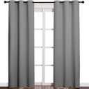 NICETOWN Thermal Insulated Grommet Blackout Curtains for Office, Kids Window Drape Panel for Nursery, Privacy Short Curtains (Silver Grey, 2 Panels, W42 x L84-Inch)