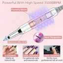 Delanie Professional Portable Electric Nail Drill Machine, 35000 RPM Rechargeable Cordless Nail Filer Electric Nail File Efle for Dip Powder Acrylic Gel Nail, Salon Nail Tool, Rose Gold