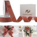 HUIHUANG Velvet Ribbon 1 inch Rose Gold Double Face Thick Velvet Ribbon for Christmas Tree Ornaments, Gift Wrapping, Wreath Decor, Bows, Crafts, Wedding Decor- 10 Yards