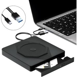 External CD/DVD Drive for Laptop, USB 3.0 & Type-C Portable CD DVD Burner, CD ROM +/-RW External DVD CD Drive, DVD Player for Laptop Compatible with Desktop, PC, Windows, Linux, Mac OS, Apple