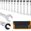 Bonvoisin 8-19mm Ratcheting Wrench Set with Open Flex-head 12 Pcs Metric Ratcheting Tubing Wrench Set CR-V Steel, 72-Teeth Gears, with Carrying Case, Gift for Husband and Man