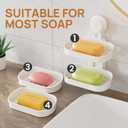 LEVERLOC Soap Dish Holder for Shower, Double Layer Suction Cup Wall Mounte Self Draining Removable Waterproof Strong Suction Bar Soap Holder for Shower, White