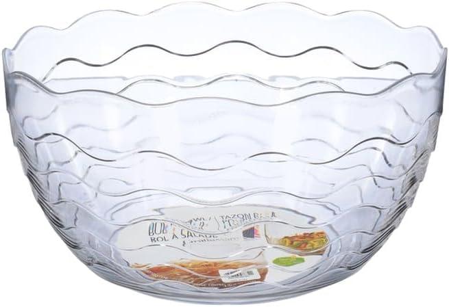 CreativeWare Clear Acrylic Wave Design Punch Bowl, 3.5 Gallon, Large Serving Bowl for Parties