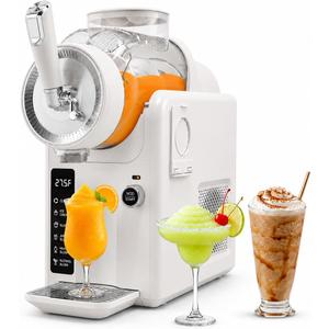 SYINTAO Slushie Machine No Ice Needed, 2-in-1 Frozen Drink & Soft Serve Ice Cream Maker, Self-Chilling Slushy Maker with 5 Presets, LED Display & Auto Clean for Home & Party (White)