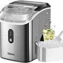 Nugget Ice Maker Countertop, Silonn Chewable Pellet Ice Machine with Self-Cleanin Function, 33lbs/24H Portable Ice Makers for Home Kitchen Officce, Stainless Steel