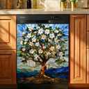 Dishwasher Magnetic Covers Decorative Refrigerator Magnets Tree of Life
Dish Washer Cover for The Front Panel, Kitchen Home Decor, Waterproof, Fridge Magnets, 23x26 Inch, Stained Glass Look