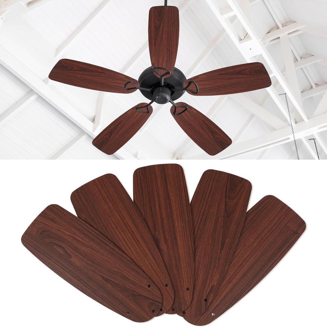 5 Pack Replacement Fan Blades for 42"/52" Ceiling Fan Waterproof Blades Replacement for Broken Substitution Replacing Summer(Brown)