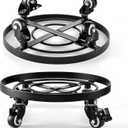 IDZO 2 Pack Upgraded Lockable Metal Heavy Duty Trolley Plant Caddy, Plant Stands, 12 Inch, 2 pcs (2PCS ROUND DARK)