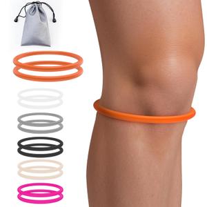 2PCS Patellar Tendon Support Strap for Knee Pain Relief, Knee Bands for Basketball, Running, Tennis, Soccer and Hiking, Silicone Patella Band for Women and Men, Includes Storage Bag (Orange)