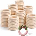 80 Pcs 2.8 Inch Wooden Rings for Crafts, Unfinished Solid Macrame Rings Natural Wood Ring for DIY Crafts Connectors Jewelry Making Handmade Project