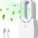 CONBOLA Desk Fan, Bladeless Fan 11.8 inch Small Personal Cooling Fan with 5 Colors LED Light, Touch Control, Quiet Table Fan for Bedroom, Home, Office (pearl)