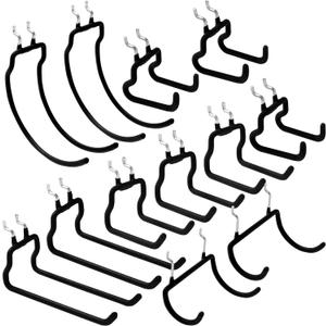 12 PCS Heavy Duty Pegboard Hooks, for Organizing Various Tools, for 1/4 Inch Pegboard, Black