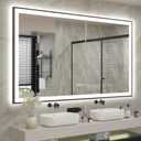 48"W 32"H Wall Mounted Bathroom Mirror With LED Anti Fog Lighting With Back And Front Lights