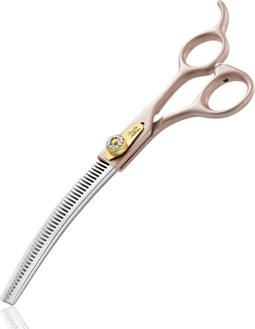 JASON Updated Curved Thinning Shears - 7 Professional Dog Grooming Scissors, 440C Stainless Steel, Adjustable Screws, 20%-25% Thinning Rate Christmas Gift