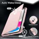 JETech Rotating Case for iPad (A16) 11th/10th Generation (2025/2022) with Pencil Holder, 360 Degree Rotation Protective Stand Cover Clear Back, Auto Wake/Sleep (Sandy Pink)