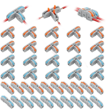 Linkstyle 40PCS Lever Wire Connectors Kit 28-12 AWG, 3 Way T Shape Wire Connectors Electrical Splicing Kit and 1 in 1 Out DIY Mini Compact Wire Conductor Quick Splitter