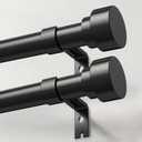 IFELS 2 Pack Heavy Duty Curtain Rods for Windows 28 to 48 Inch, 1 Inch Black Adjustable Curtain Rod Set with Easy Installation and Modern Design (A1,Black,30-60",2Pack)
