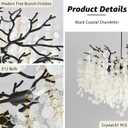 24-Inch Black Tree Branch Chandelier, 8-Light Modern Coastal Chandelier, Round Crystal Dining Room Light Fixtures for Foyer Entryway Stairwell, Bathroom Chandeliers Over Tub, E12