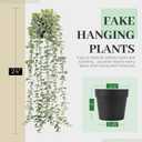 Der Rose 1Pcs Fake Plants Hanging Artificial Potted Faux Eucalyptus Plants for Modern Boho Farmhouse Bathroom Office Desk Wall Art Shelf Living Room Aesthetic Decor Indoor