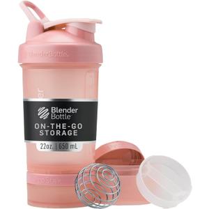 BlenderBottle Shaker Bottle with Pill Organizer and Storage for Protein Powder, Classic V2 ProStak System, 22-Ounce, Rose Pink