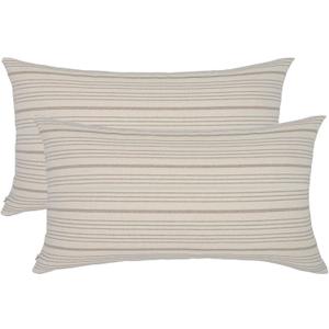 Tan Pillow Covers Farmhouse Linen Throw Pillow Covers Striped Outdoor Decorative Square Throw Pillows for Couch Sofa Bed 12x20 in Pack of 2 Cream and Beige