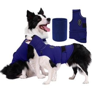 Dog Anxiety Vest with Band Noise Cancelling Ear Muffs Combination Set Soft Thunder Jacket for Fireworks, Vet Visits & Separation Anxiety No Medication or Training