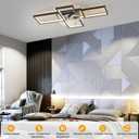 GEADI Modern Ceiling Fan with Light,Dimmable Flush Mount Ceiling Fans with Lights and Remote,35.4" Black Led Fandelier,Low Profile Ceiling Fan for Bedroom,Kitchen6-Speed,Timing,3000-6000k, 35.4in