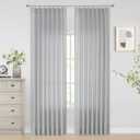 Vision Home Gray Pinch Pleated Semi Sheer Curtains Textured Light Filtering Window Curtains 95 inches for Living Room Bedroom Silver Grey Pinch Pleat Drapes with Hooks Back Tabs 2 Panels 40" Wx95 L