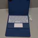 Harvopu Compatible for iPad 11th 10th Generation Case with Keyboard, Folio Cover with Pencil Holder, Multi-Touch Trackpad, 7 Color Backlit, Detachable Keyboard for iPad (A16) 11th/10th Gen (Navy Blue)