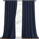 NICETOWN Sound Blocking Black Out Curtains for Patio Door, Heavy-Duty Space Divider Curtains for Living Room, Lined Insert Noise, Blackout, Thermal Insulation Drapes for Closet (Navy, 95-inch Long) (62"W x 95"L (Pack of 2))