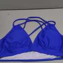 Tainehs Women's Push Up V Neck Bikini Tops Criss Cross Back Padded Bathing Suit Top Only Blue M